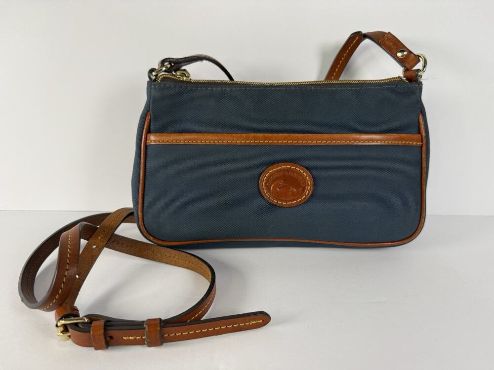 VTG Dooney & Bourke Authentic Shoulder Handbag Bag - Navy Blue And Leather
